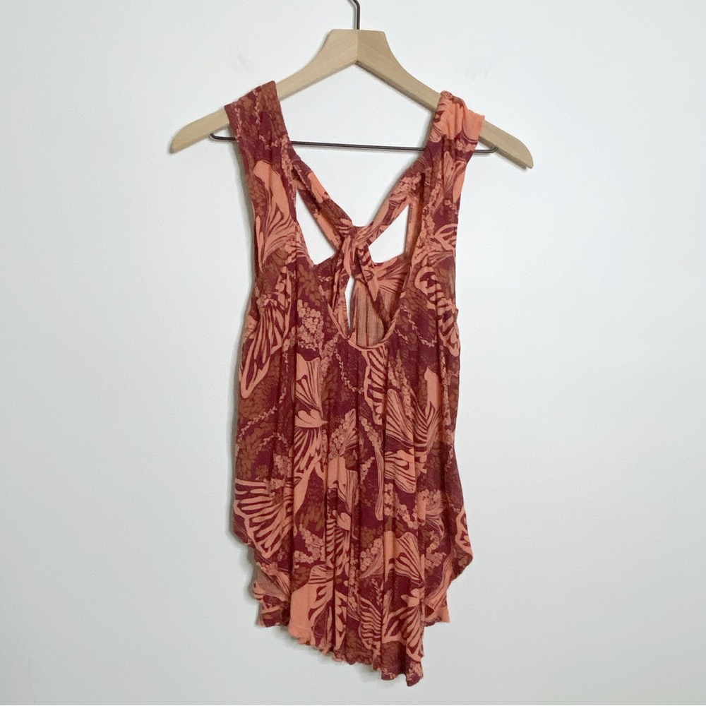 Free People Floral Crisscross Sleeveless Tank Top Flowy - Size Small - Picture 9 of 11